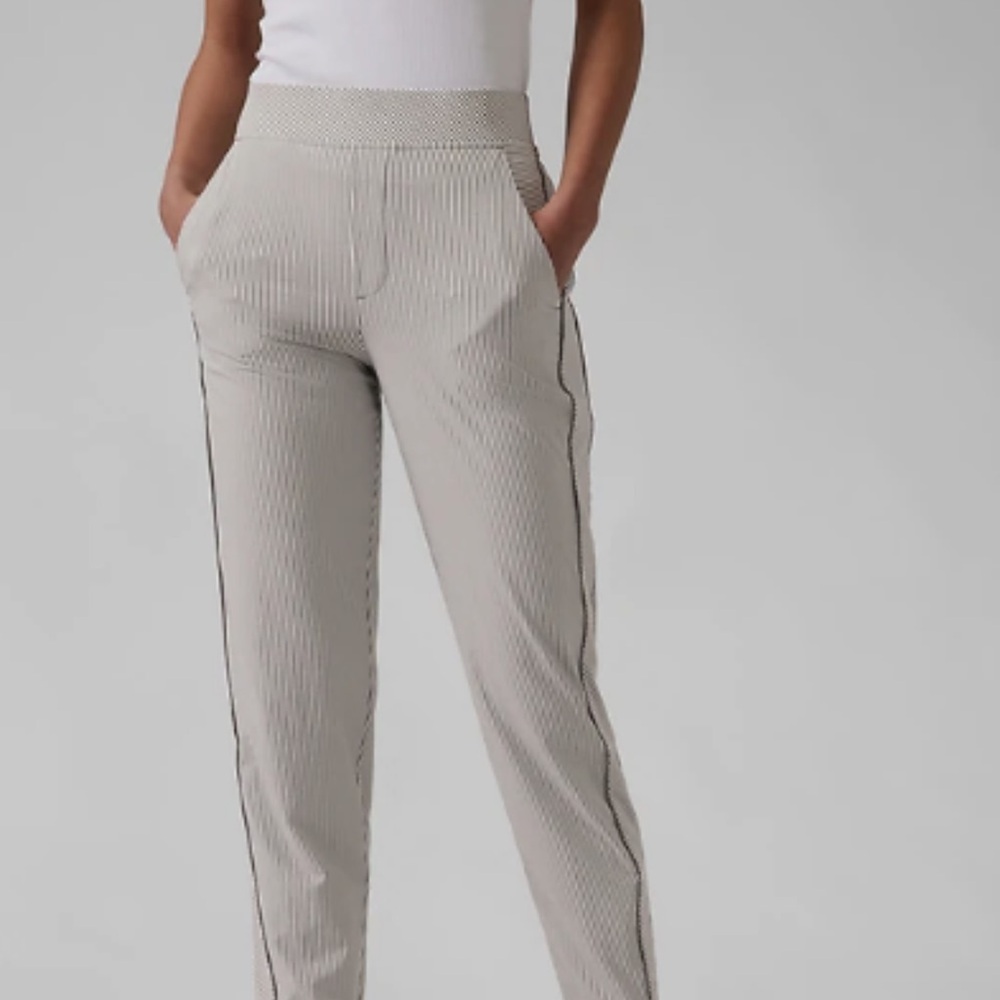 Athleta  Brooklyn Mid Rise Ankle Pant City Stripe Grey /Sea Salt - Size 2